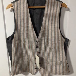 Suit Supply Silk/Linen Vest/Waistcoat size 54 L/XL NWT white/blue/brown
